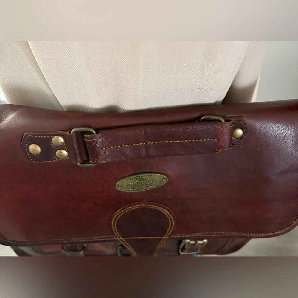 Handsome Dark Brown, Thick Leather Messenger/Laptop Bag